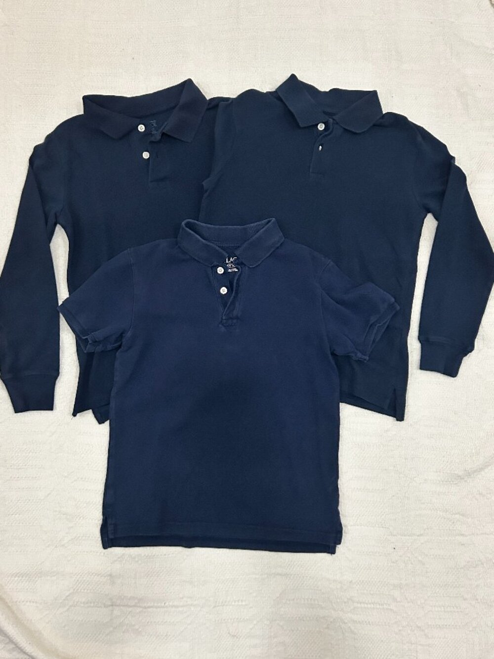 Bundle: Boys Uniform (2) Long Sleeves (1) Short Sleeves Polo - Size 10/12